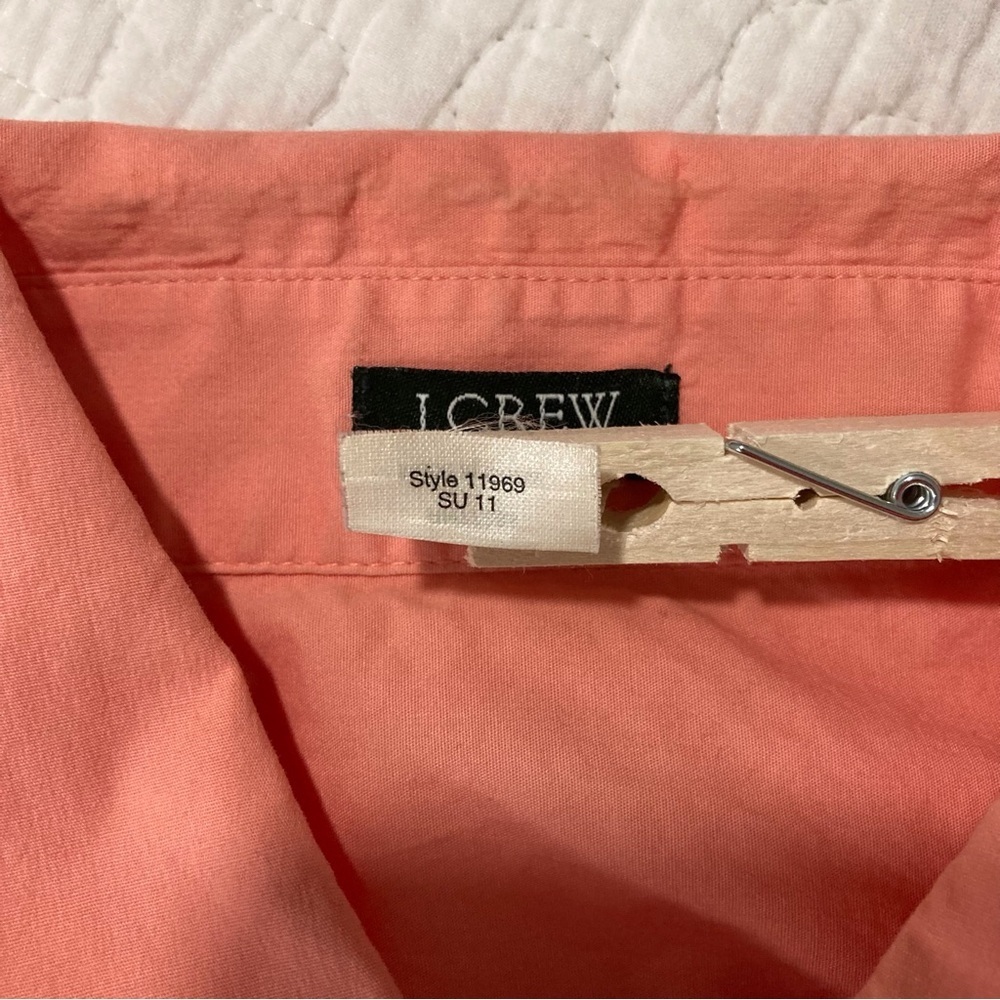 J.‎ Crew Coral Button Down Shirt | 3/4 Sleeves | Stretch Cotton - Picture 6 of 10
